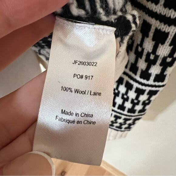 Jason Wu black white knit graphic pullover crewneck sweater MEDIUM - Picture 7 of 8